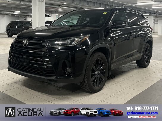 TOYOTA Highlander SE AWD ***CLEAN CARFAX + NAV + TOIT + 7 PLACES *** 2019 Noir