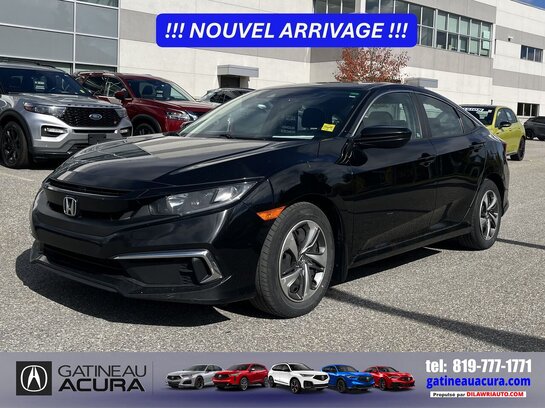 Honda Civic LX sedan *** UN PROPRIO + BAS KILOMÉTRAGE + CLEAN CARFAX *** 2020 Noir