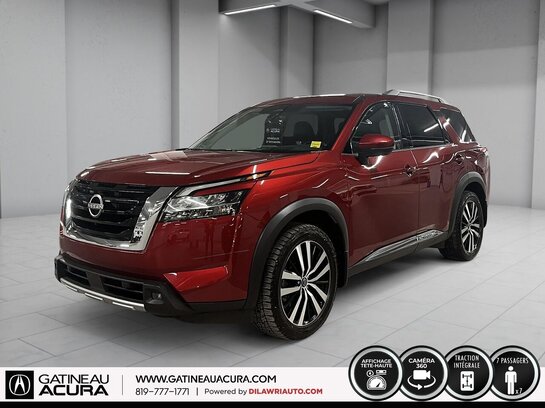 2023 Nissan Pathfinder Platinum 4WD *** UN PROPRIO + NAV + TOIT + CLEAN CARFAX + 7 PLACES *** Red